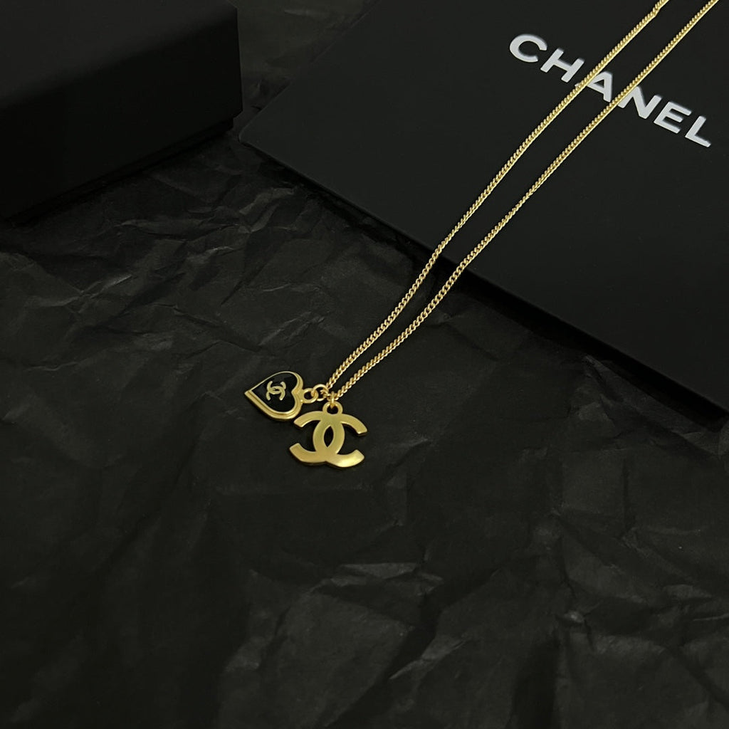 18K  Chanel Black Heart Necklace