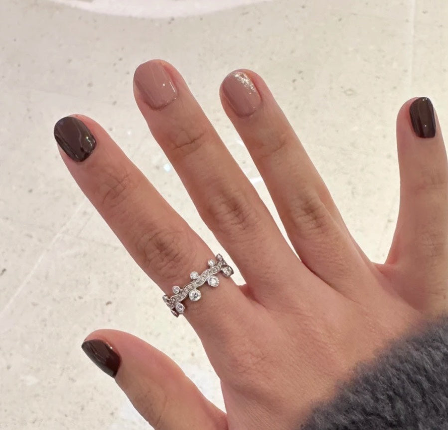 18K Vine Flower Dewdrops Diamond Hermes Ring