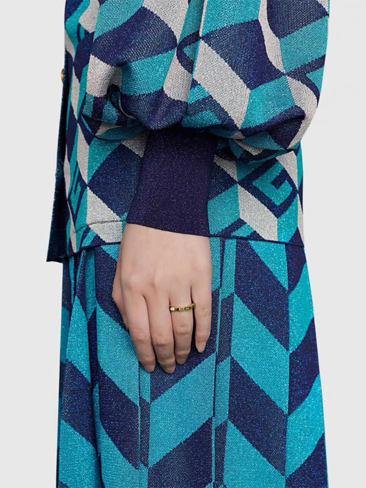 18K Double Gucci Link To Love Tormaline Green And Diamond Ring