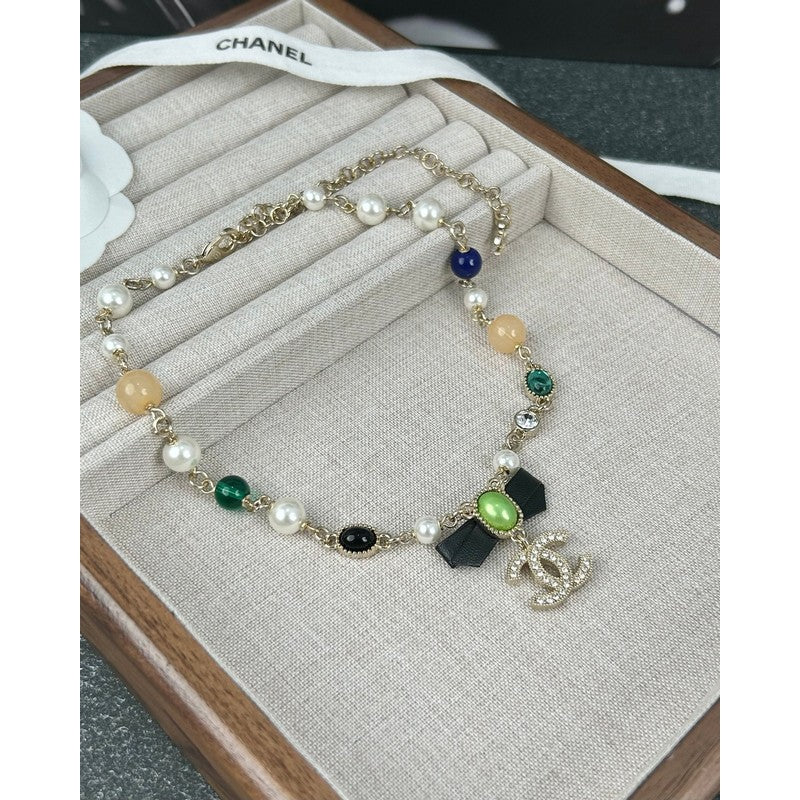 18K  Chanel Crystal Bow Necklace