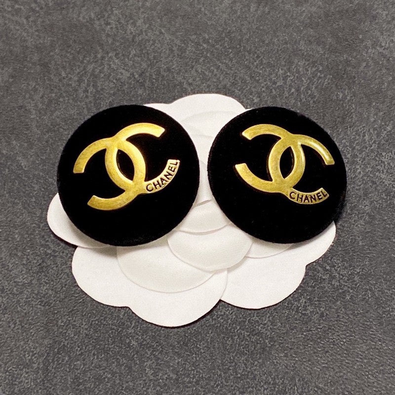 18K  Chanel Black Yellow Gold Earrings