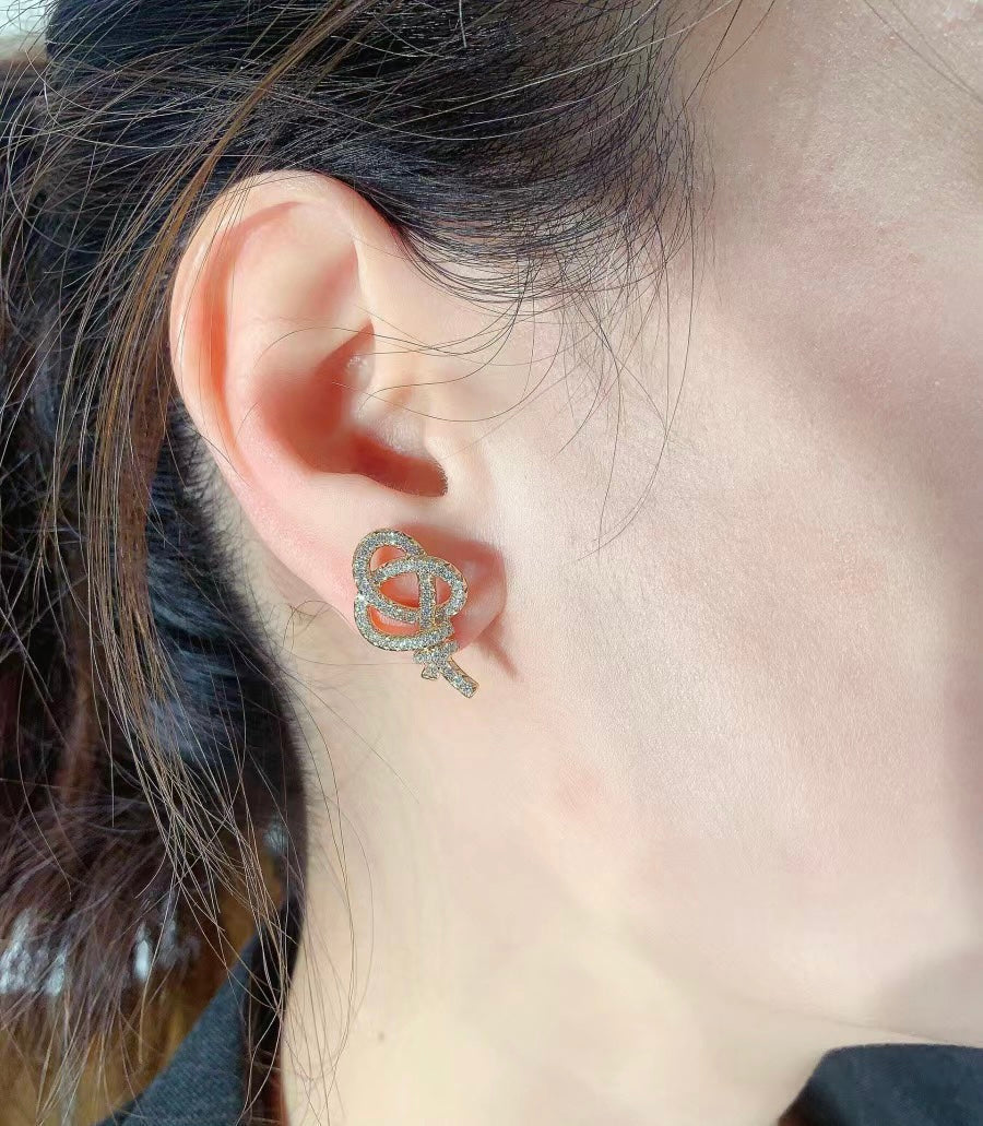 18K Tiffany Keys Woven Diamond Earrings