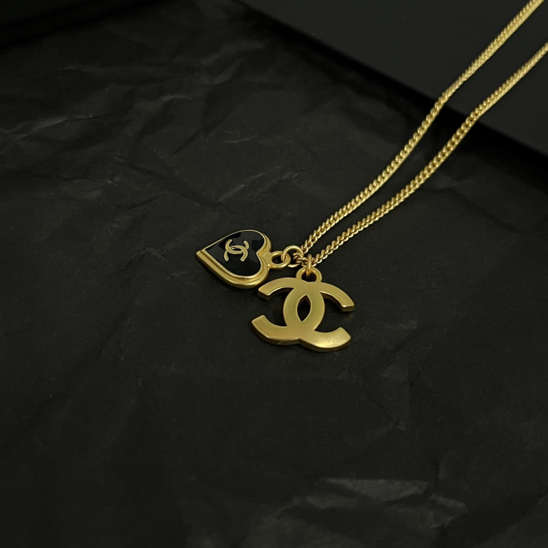 18K  Chanel Black Heart Necklace