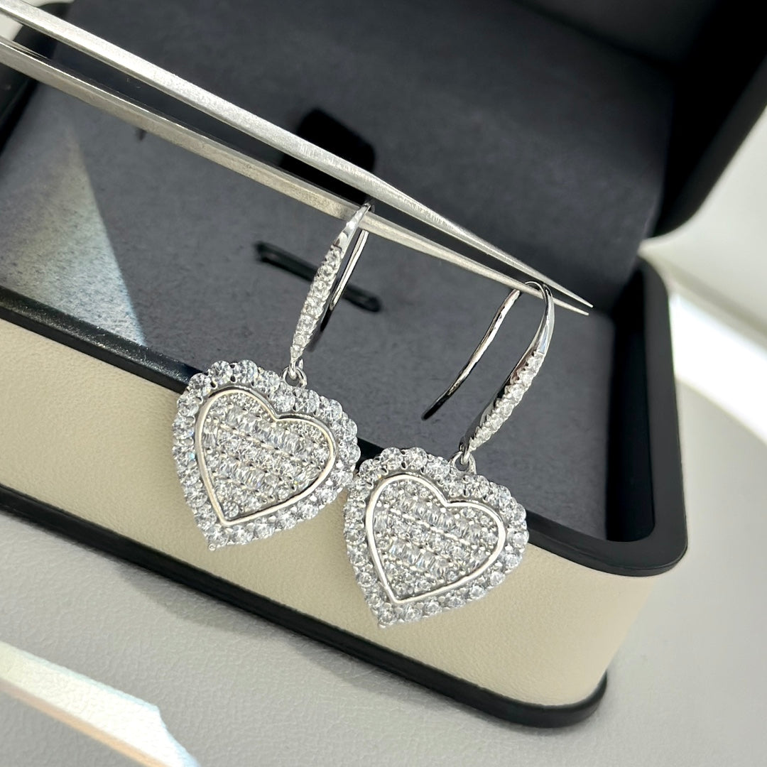 18K Tiffany Heart Diamonds Earrings