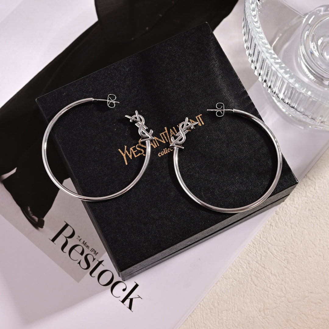 18K YSL Circle Gold Earrings