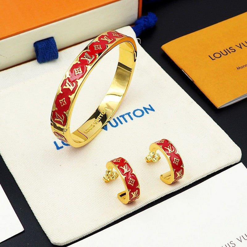 18K Louis Vuitton Nanogram Enamel Earrings
