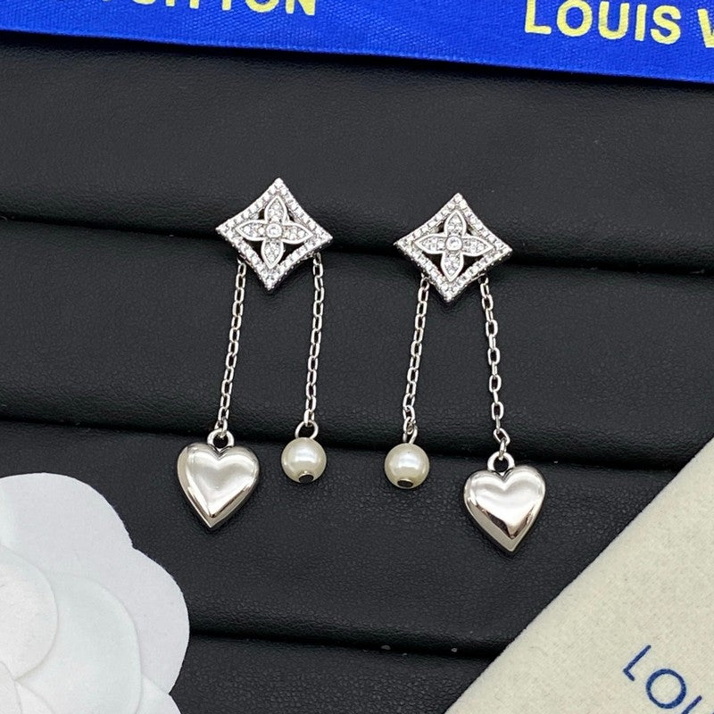 18K Louis Vuitton Pearl Diamond Drop Earrings