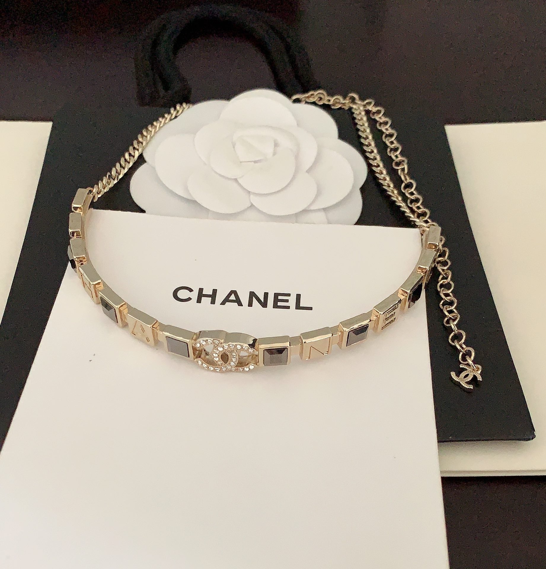 18K  Chanel Gray Crystals Necklace