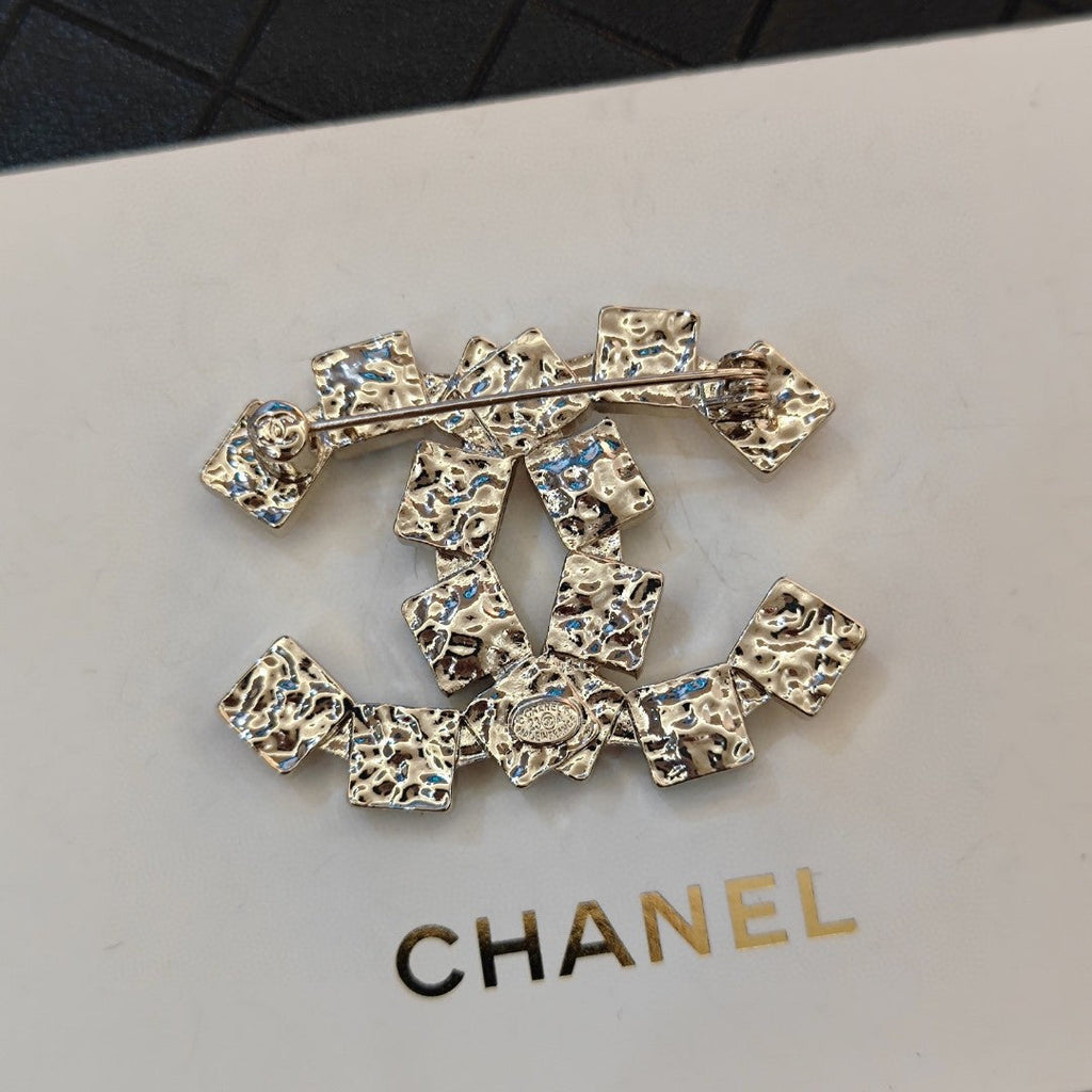 18K  Chanel Black Crystals Brooch