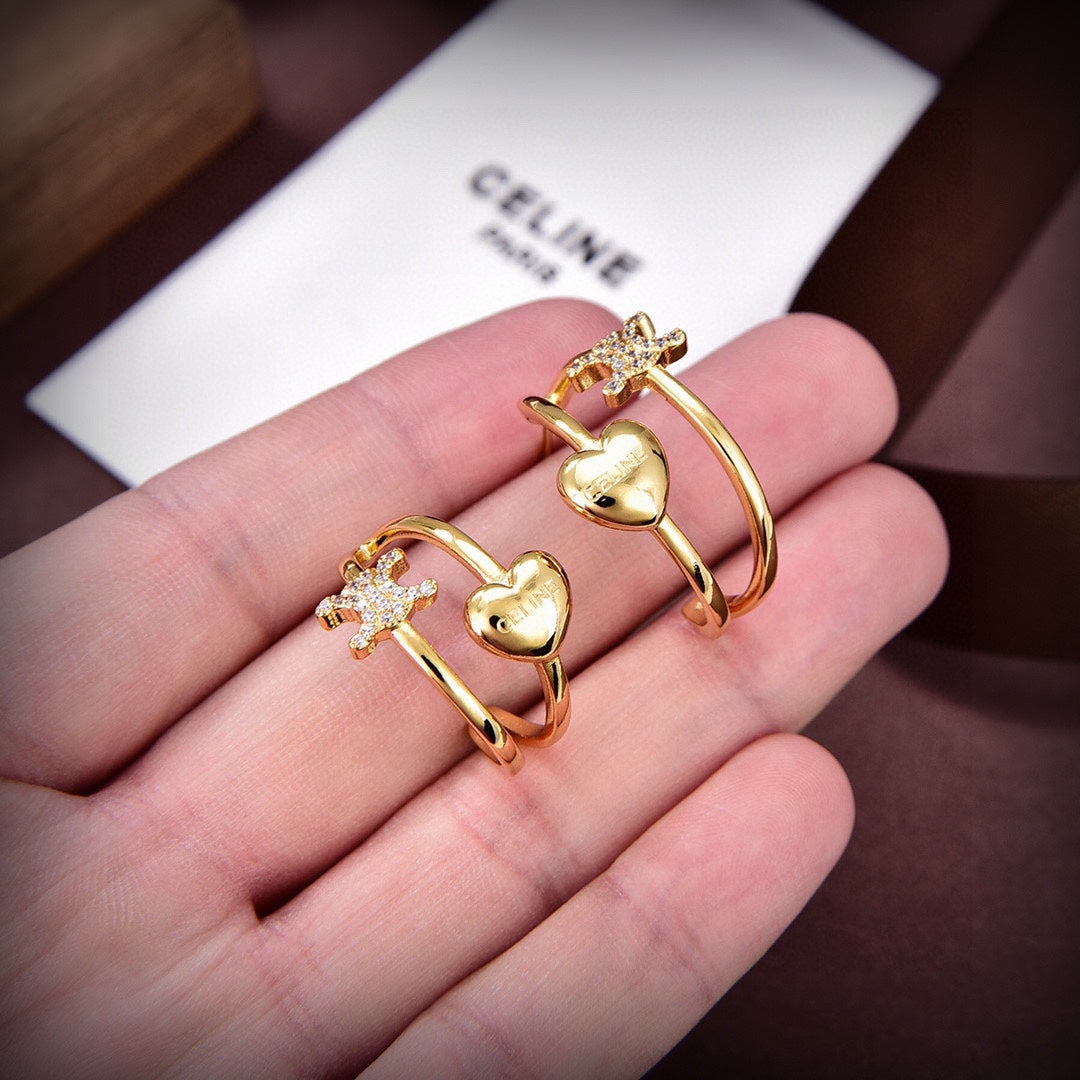 18K Celine Heart Earrings