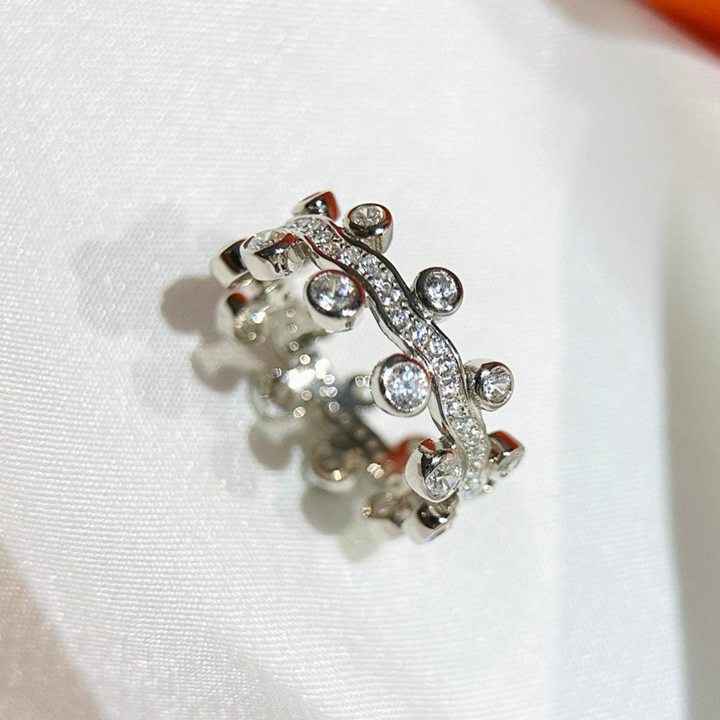18K Vine Flower Dewdrops Diamond Hermes Ring