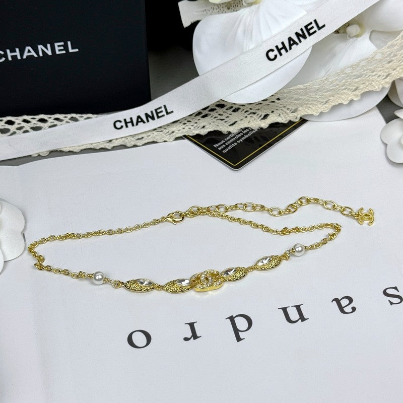 18K  Chanel 26C Crystal Gold Necklace