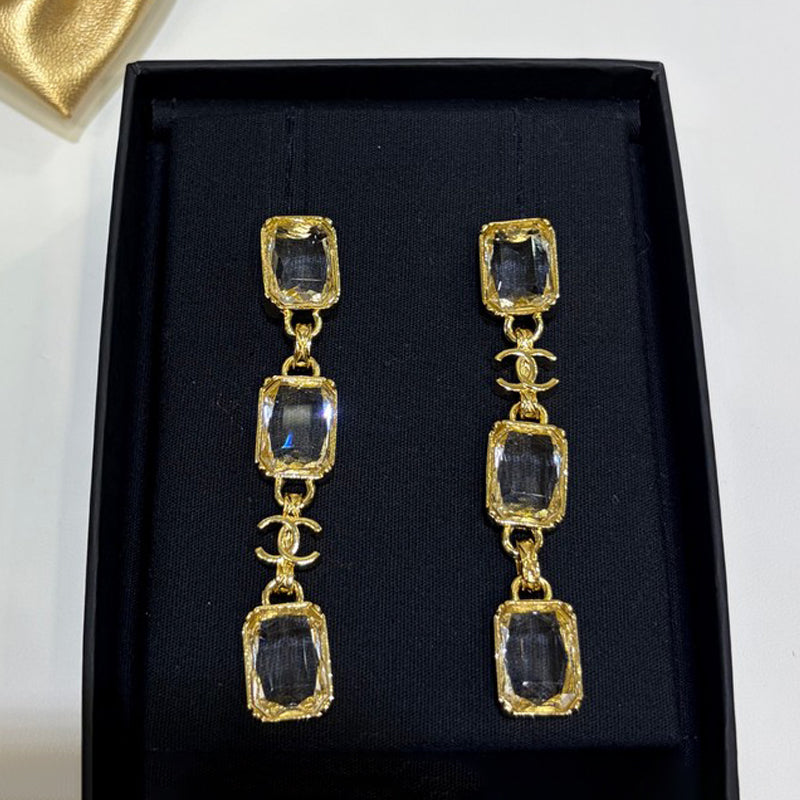 18K  Chanel 26P Crystal Gold Earrings