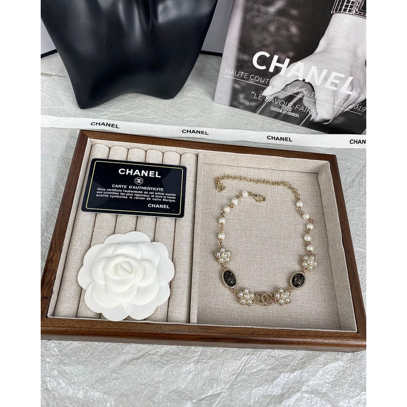 18K  Chanel Black & Orange Crystal Choker Necklace