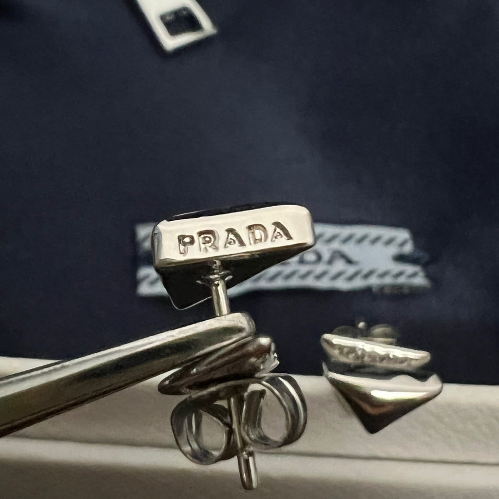 18K Prada Triangle Earrings