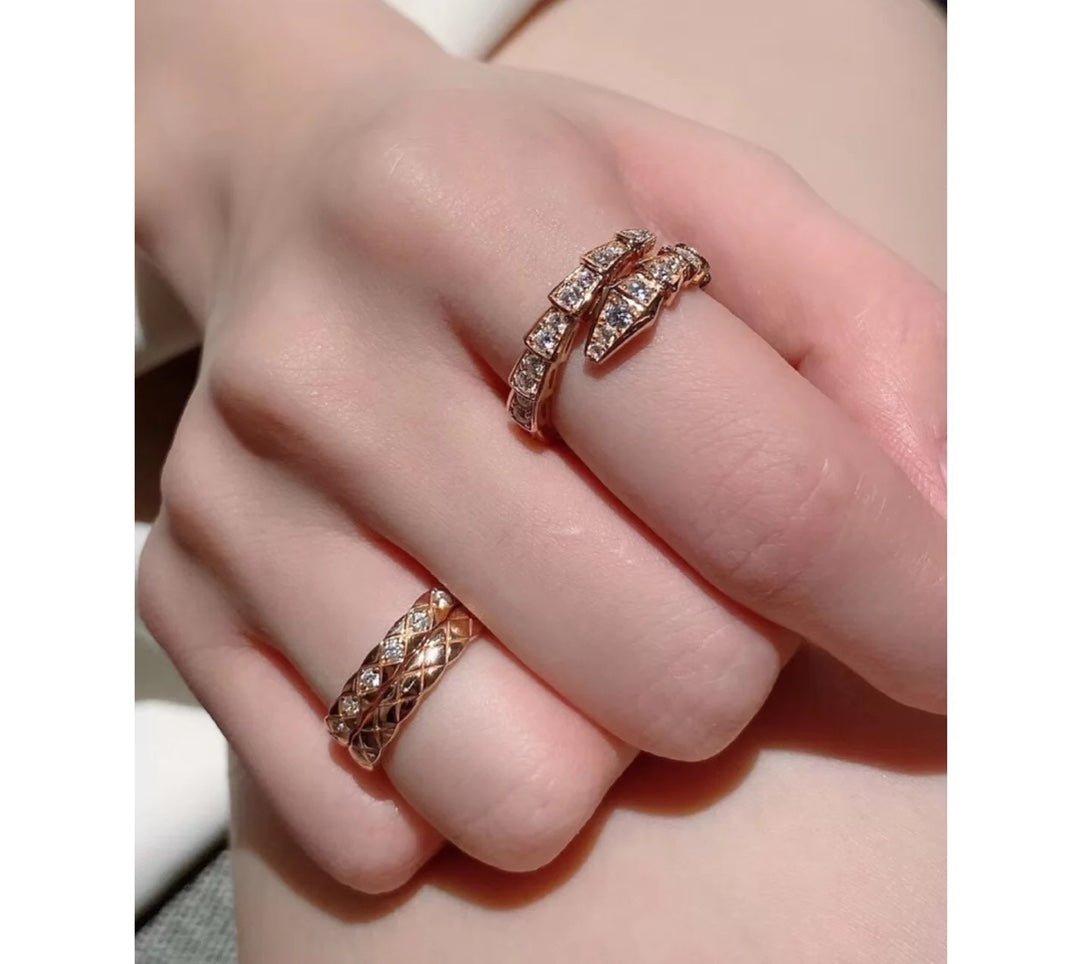 18K BVLGARI Serpenti Viper Pave Diamond Ring