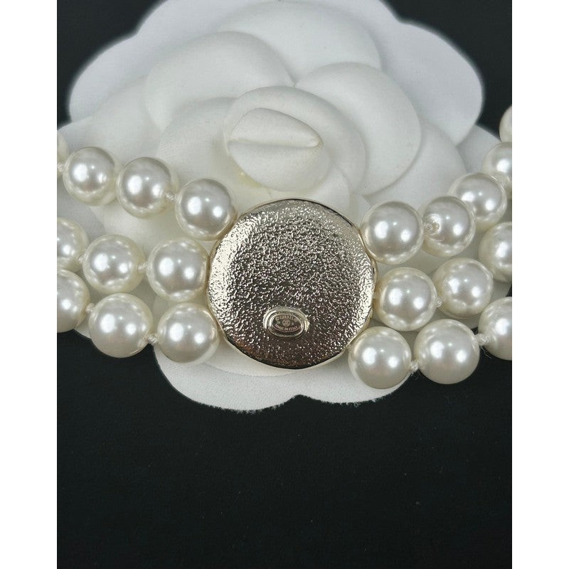 18K  Chanel Choker Pearl Chain Necklace