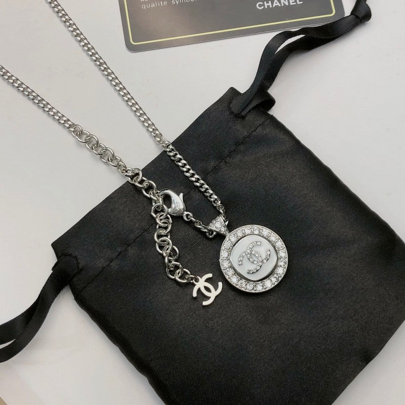 18K  Chanel Black & White Diamond Gold Necklace