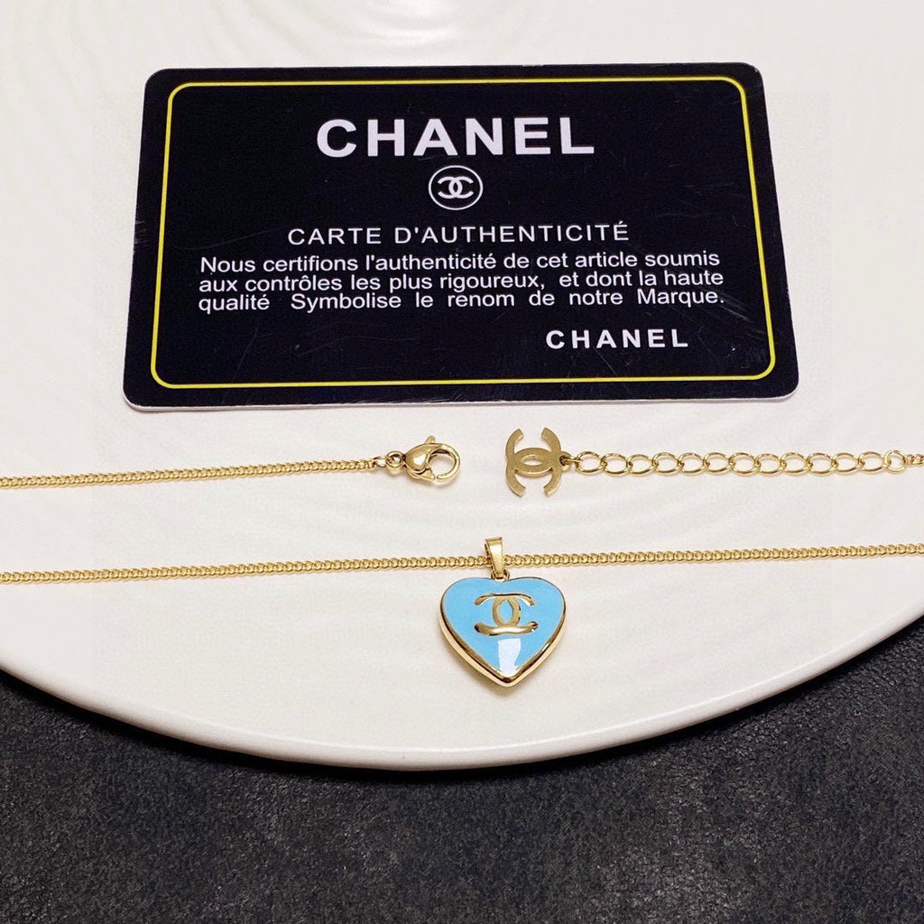 18K  Chanel Blue Heart Necklace