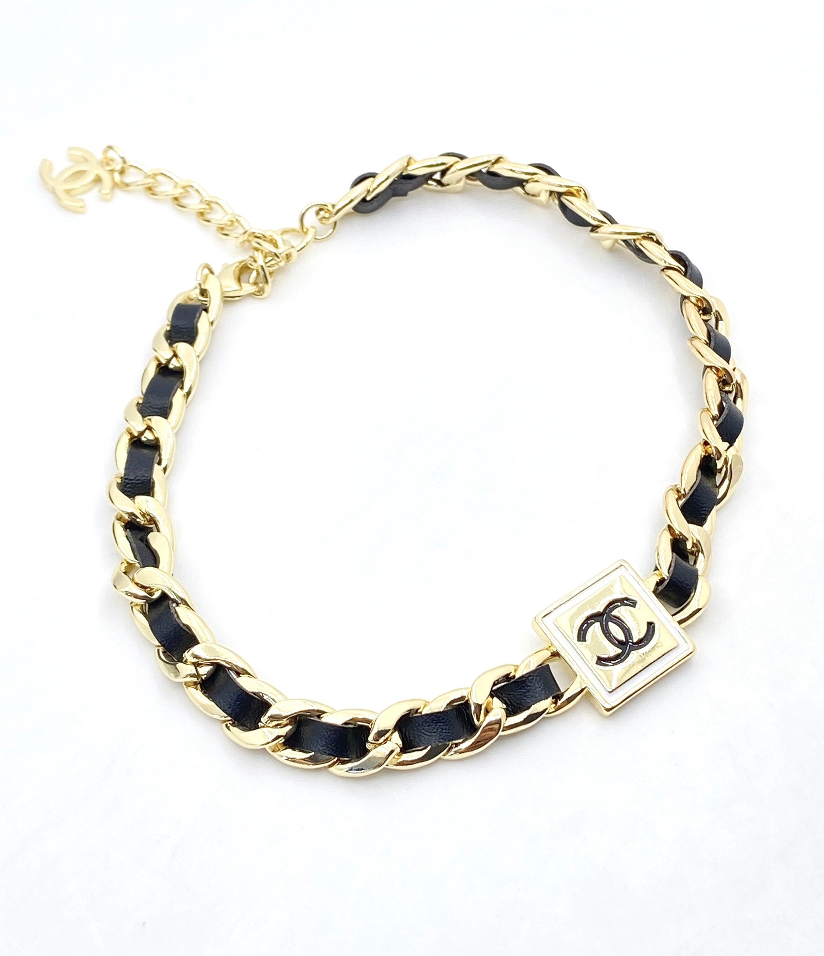 18K  Chanel Leather Necklace