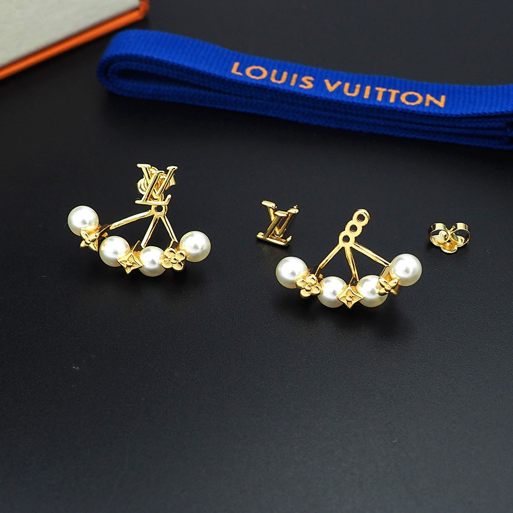 18K Louis Vuitton Monogram Pearls Earrings