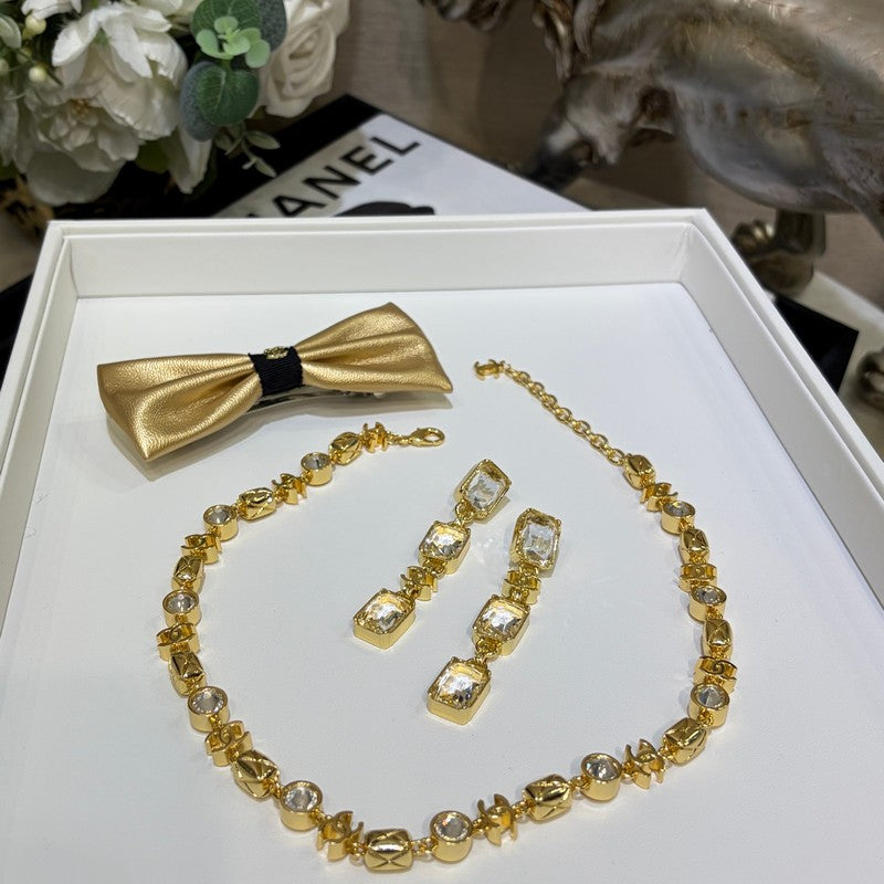 18K  Chanel 26P Crystal Gold Earrings