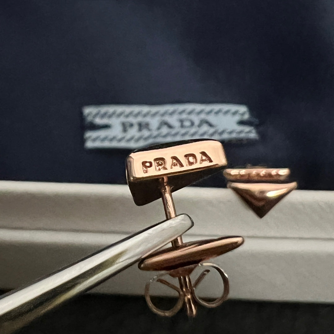 18K Prada Triangle Earrings